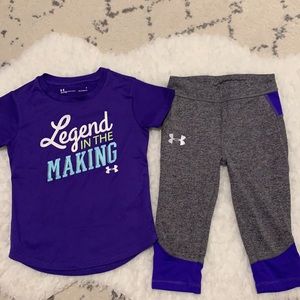 Girls Size 4 Under Armour Matching Top & Capris Pant Set